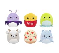 Squishmallows Micromallows Originales, Paquete de 6 - Axel Beetle, Lune Loch Ness Monster, Floyd French Fries, Orphie Octopus, Pep Pizza, Walker Goat