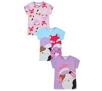Squishmallows Paquete de 3 camisetas infantiles para niñas, paquete múltiple, multicolor, 6-7 años