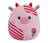Squishmallows Peluche navideño de Patton la Vaca Original de 19 cm | Roja de menta, Peluche oficial ultrasuave de Jazwares