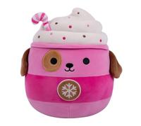 Squishmallows Peluche navideño Original de Rowan, el Perro Rosa de 19 cm | Peluche oficial ultrasuave de Jazwares