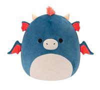 Squishmallows Peluche original de Carin Blue Dragon con melena naranja de 14 pulgadas, grande, ultrasuave, oficial de Jazwares