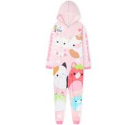 Squishmallows Pijama Entero Polar para Niña y Adolescente, Mono Pijama con Capucha, Ropa de Invierno Suave, Ideas Regalo (11-12 Años, Rosado)