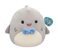 Squishmallows SQCR05379 - Gordon The Grey Shark con Pajarita Azul, 19 cm, Multicolor