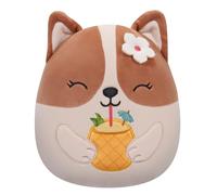 Squishmallows SQCR05393 - Regina Der Corgi con Bebida de piña 19 cm, Peluche Oficial de Jazwares, Supersuave