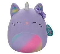Squishmallows SQCR05414 - Cienna The Lavender Caticorn con Arco Iris Pastel Vientre y Lazo, Multicolor