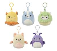 Squishmallows SQCR05530 - Paquete de 5 Unidades de 3.5 Pulgadas, zorrillo Azul, murciélago Crema, Escarabajo Morado, Llama Verde Lima, Pulpo Dumbo Amarillo, Multicolor