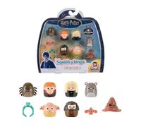 Squishmallows Squish-a-Longs Paquete de 6 Mini-Squish de Harry Potter con Ron Weasley, Scabbers, Dobby, Lucius Malfoy, Aragog y Rubeus Hagrid + Accesorio de Anillo