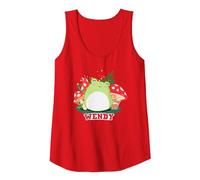 Squishmallows Wendy Frog Mushrooms Camiseta sin Mangas, Mujer, Rojo, S