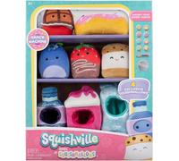 Squishville by Original Squishmallows Snack Machine - Paquete de accesorios para máquina de bocadillos, cuatro peluches Squishmallows de 2 pulgadas, incluyendo Bluby, Kaoko, Scarlett y Paulton y