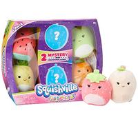 Squishville- Mystery escuadrón Felpa, Seis Peluches Minimalistas de 2 Pulgadas, Frutas Coloridas irresistiblemente Suaves, Mini melocotón, piña y sandía Squishmallows, Color (JAZWARES SQM0068)