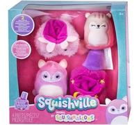 Squishville SQM0513 - Juego de Accesorios - Cambio de Imagen Glam, Mini Squishmallows súper suaves, figuras de felpa de 5 cm con accesorios