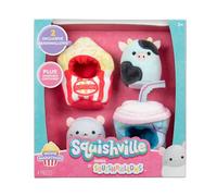 Squishville SQM0514 - Set de Accesorios - Película Maratón, Mini Squishmallows supersuaves, Figuras de Peluche de 5 cm con Accesorios