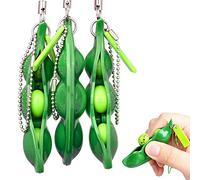 Squishy Bean,3 PCS Porte-clé de Soja Squeeze-a-Bean Relief Ansiedad y Estrés Fidgets Llavero Antistress Llavero con Anillo para Niños Adluts Colgante para Teléfono Móvil
