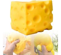 Squishy de Queso Gigante, Bloque de Queso Amarillo para Adultos, diseño Realista de Bola de estrés de Queso de Cerebro Grande, Comida sensorial de simulación Suave para Regalos de Fiesta para (4.7in)