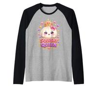 Squishy Queen Cute Kawaii Dumpling Princess Corona Corazones Camiseta Manga Raglan