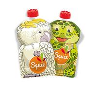 SQUIZ - EMPRESA FRANCESA - Pack de 2 bolsas recargables y reutilizables de 130 ml sin BPA - Para compotas, purés y smoothies - Para bebés, niños y adultos - Colección AUSTRALIA - fabricación SUIZA