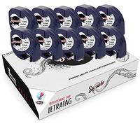 Squuido 10 Casetes de Cinta de Plástico Negro en Transparente Etiquetas 12mm x 4m compatibles para Dymo LetraTag LT-100H LT-100T LT-110T Plus 2000 QX50 XR XM