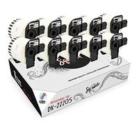 Squuido 10 rollos cintas DK-22205 DK22205 Etiquetas Continuas compatibles para Brother P-Touch QL-500 QL-550 QL-560 QL-570 QL-580 QL-700 QL-710W QL-800 QL-810 QL-820NWB QL-1100 1110NWB | 62mm x 30.48m