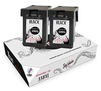 Squuido 2 Remanufactured Cartuchos de Tinta 338 Negro compatibles con HP Photosmart 2575 2610 2710 2713 8150 8450 8750 C3180 DeskJet 460 460c 5740 6620 9800 PSC 1610 2355 Officejet 100 150 6210 7310