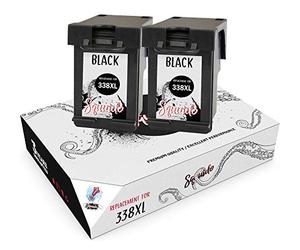 Squuido 2 Remanufactured Cartuchos de Tinta 338 Negro compatibles con HP Photosmart 2575 2610 2710 2713 8150 8450 8750 C3180 DeskJet 460 460c 5740 6620 9800 PSC 1610 2355 Officejet 100 150 6210 7310