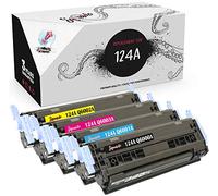 Squuido 4 Cartuchos de tóner 124A compatibles para HP Color Laserjet 1600 1600n 2600 2600n 2600dn 2605 2605d 2605dn 2605dtn CM1015 CM1017 MFP | Alto Rendimiento 2500/2000 páginas