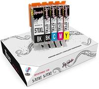 Squuido 5 Cartuchos de Tinta PGI-570XL CLI-571XL PGI-570 CLI-571 compatibles para Canon Pixma MG5750 MG5751 MG5752 MG5753 MG6850 MG6851 MG6852 MG6853 MG7750 TS5050 TS5051 TS6050 TS6051 TS6052