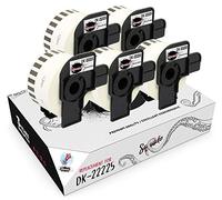 Squuido 5 rollos cintas DK-22225 DK22225 Etiquetas Continuas compatibles para Brother P-Touch QL-500 QL-550 QL-560 QL-570 QL-580 QL-700 QL-710W QL-800 QL-810W QL-820NWB QL-1100 1110NWB | 38mm x 30.48m