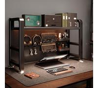 SQUZO Estante De Escritorio para La Parte Superior del Escritorio, Sistema De Tablero Perforado De Acero con Abrazadera, Organizador Multiusos De Oficina(Black,135 * 25 * 66cm)