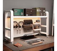 SQUZO Estante De Escritorio para La Parte Superior del Escritorio, Sistema De Tablero Perforado De Acero con Abrazadera, Organizador Multiusos De Oficina(White,75 * 25 * 66cm)