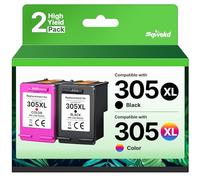 Sqwekd 305XL 305 XL Cartuchos de repuesto regenerados para cartuchos HP 305 negro y color para HP Envy 6020E 6030E 6420E 6432 6430E DeskJet 2720E 2720 2820E 4100 4110 4120 4130E 4220E (Negro
