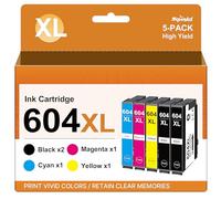 Sqwekd 604XL Cartucho de Tinta Compatible con Epson 604XL 604 XL para Epson XP 2200 para Expression Home XP-2205 XP-3200 XP-3205 XP-4200 XP-4205 Workforce WF-2910 WF-2930 WF-2935 WF-2950(5 Paquetes)
