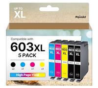 Sqwekd Cartuchos de tinta compatibles 603XL para Epson 603 XL para Expression Home WF 2810 XP-4100 XP-2100 XP-3100 WF-2820 XP-2105 XP-3105 WF-2835 WF-2830 (2 negros, 1 cian, 1 magenta, 1 amarillo)