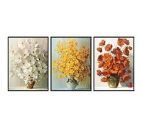 SQWPATS Blanco Amarillo Rojo pequeño Ramo de Flores Cuadro Lienzo Pintura para Sala de Estar hogar Pared Arte Pasillo decoración Moderna 40x60cm-3pcs Sin Marco