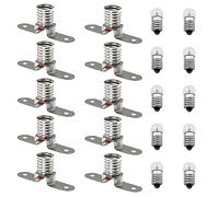 SQXBK 10 pares de bombillas LED grandes E10 con base de enchufe y 6,3 V 0,3 A E10, soportes de base para circuito de experiencia en el hogar, accesorios de prueba eléctrica