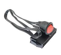 SQXBK Fuente de alimentación ATX hembra de 24 pines con interruptor de encendido y apagado, puente puente con cable trenzado y luz roja