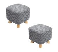 SQYDFDC Cubierta de heces cuadradas y Redondas, Jacquard Velvet, (Matcha, Beige, Azul Cielo, Gris Oscuro, púrpura Claro, Gris Claro, 2pcs) Light Gray Square Bench cover2pcs