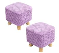 SQYDFDC Protector de reposapiés cuad Que Estirable y Redondo con Fondo elástico, Tela de Terciopelo Jacquard Suave y Duradera (2 Piezas) Light Purple Square Bench cover2pcs