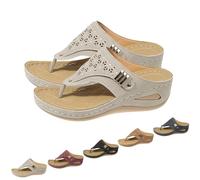 SQYZRZ 2025 New Orthopedic Sandals for Women - Arch Support Wedge Flip Flops Summer Comfortable Elegant Casual Beach Slippers (White,36)