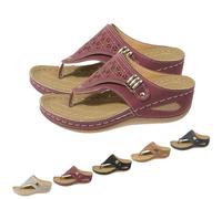 SQYZRZ 2025 New Orthopedic Sandals for Women - Arch Support Wedge Flip Flops Summer Comfortable Elegant Casual Beach Slippers (Red,42)