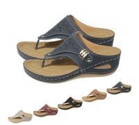 SQYZRZ 2025 New Orthopedic Sandals for Women - Arch Support Wedge Flip Flops Summer Comfortable Elegant Casual Beach Slippers (Blue,43)