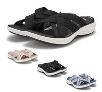 SQYZRZ 2025 New Orthopedic Sandals for Women Comfortable Recovery Walking Slides Arch Support Plantar Fasciitis Soft Cushion Wide Width (Black,39)