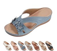 SQYZRZ 2025 New Summer Sandals for Women Slip On Dressy Summer Comfortable Slides Sandals Lightweight Memory Foam Platform Shoes (Blue,41)