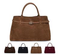 SQYZRZ Suede Tote Bag for Women, Vintage Faux Suede Bag Handbag, Women's Large Brown Suede Top-Handle Work Handbag (Brown,Talla única)