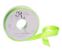 SR SUPER RIBBONS - Rollo completo de cinta de satén de doble cara de 6 mm, 20 metros en carrete, color verde fluorescente