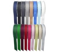 SR Super Ribbons®TM - Cinta de grogrén de calidad, 3 mm, 6 mm, 10 mm, 15 mm, 25 mm y 40 mm, 20/50 metros en carretes de plástico duro, blanco, 15 mm x 20 m