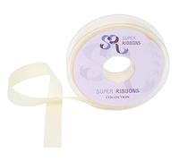 SR Super Ribbons®TM - Cinta de grogrén de calidad, 3 mm, 6 mm, 10 mm, 15 mm, 25 mm y 40 mm, 20/50 metros en carretes de plástico duro, crema, 15 mm x 20 m