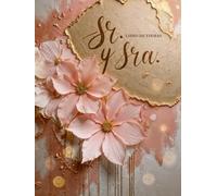 Sr. y Sra. - Libro de Firmas de Boda Elegante con Flores Rosa y Detalles Dorados | 120 Páginas Blancas | Formato 21 × 28 cm | Recuerdos de Matrimonio