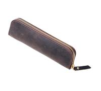 Srcasy Ápices Estuche Vintage, Funda De Piel para Bolígrafo Retro con Cremallera, Porta Bolígrafo con Cremallera, para Estudiantes, Profesores, Empresarios, Periodistas, Escritores (Marrón café)