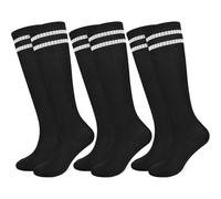 srclo 3 pares de calcetines de fútbol transpirables para niños, niñas, jóvenes, correr, rugby, hockey (5 a 12 años), 3negro, 9-12 años