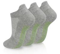 srclo 3 pares de calcetines de yoga antideslizantes para mujer, calcetines de tobillo antideslizantes para pilates, talla 4-8, para fitness barre, ballet, baile, entrenamiento en casa, gris claro, 32